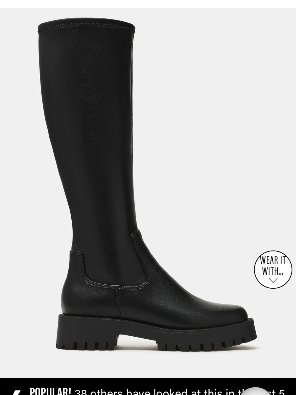 Steve Madden Black Women's Knee-High Lug Sole Riding Boots